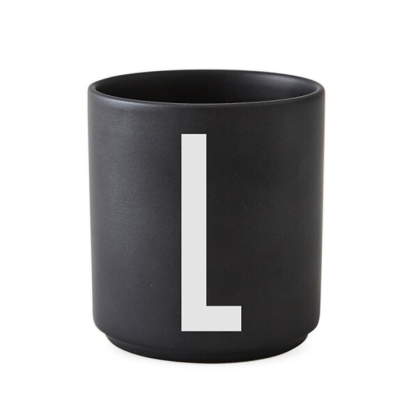 Design Letters Personal Porcelain cup/Becher/Tasse Schwarz A-Z - L