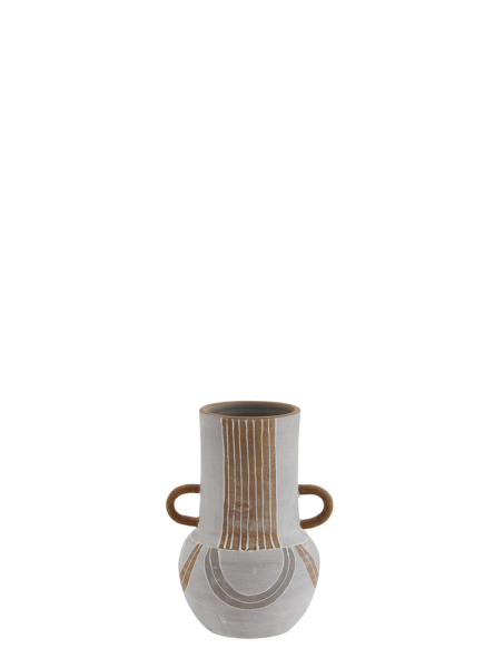 Madam Stoltz Vase aus Terrakotta mit Henkeln Grau, Terrakotta, Weiß