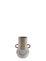 Madam Stoltz Terracotta Vase with Handles Grey, Terracotta, White