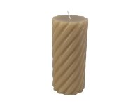 Present Time Pillar candle Swirl large olive green 7x15cm