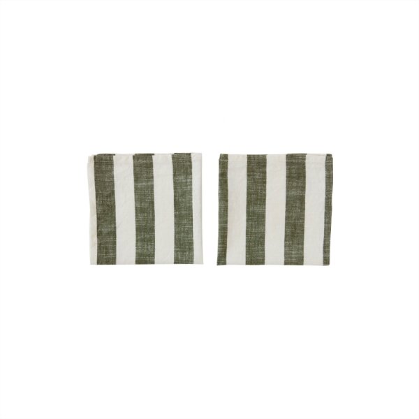 OYOY Striped Napkins Olive - Pack of 2 H45 x W45 cm