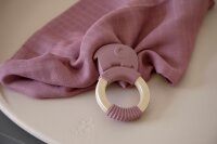 Sebra silicone teething ring on wooden ring, Fanto, vintage rose 
