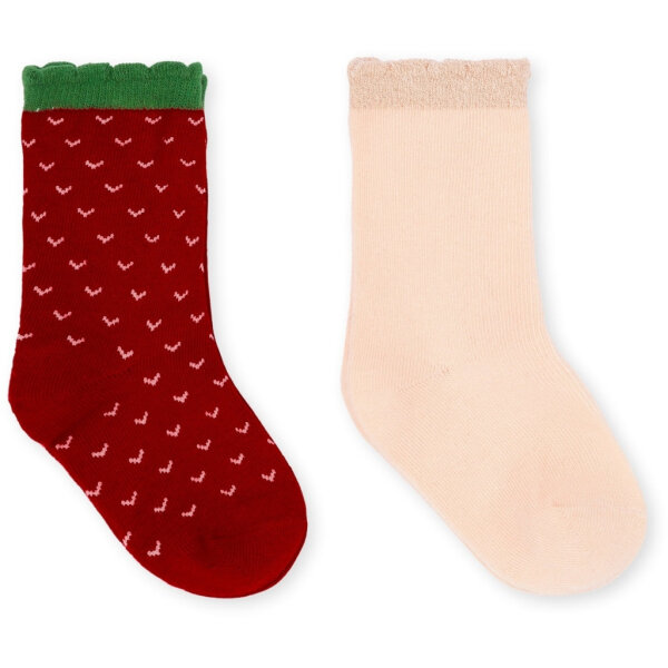 Konges Sløjd jacquard stockings socks 2-pack STRAWBERRY