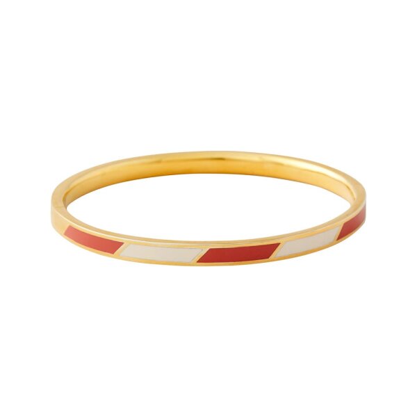 Design Letters Candy Series: Striped Bangle- 18k Gold Plated- Rose/White