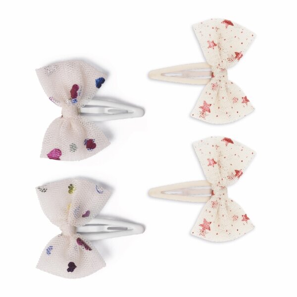 Konges Sløjd tulle bowie hair clips 4-pack HEART OF GOLD MULTI/ETOILE PINK SPARKLE one size