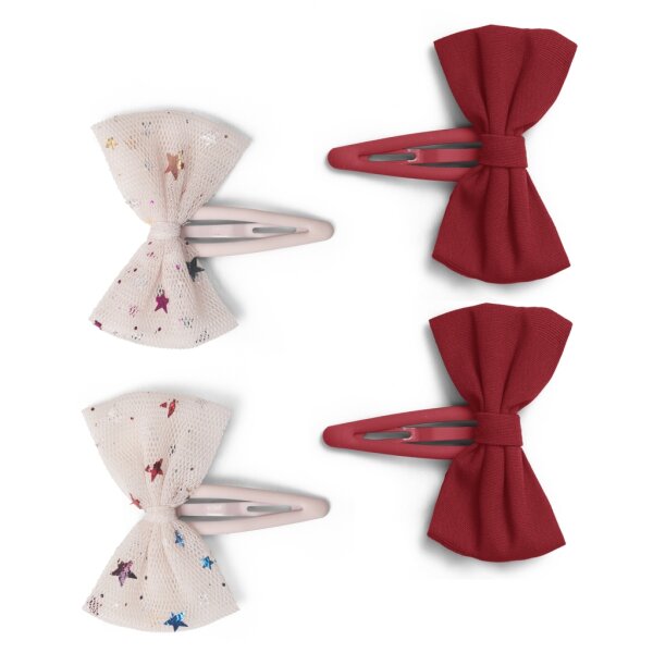 Konges Sløjd tulle bowie hair clips 4-pack MULTI STAR/RED one size
