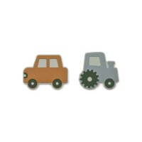 LIEWOOD Gia Beißring 2er-Pack Vehicles / Blue fog multi mix One size