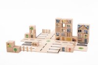 Just Blocks Holzbauklötze „City Small" Naturholzklötze für offenes Spiel