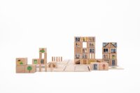 Just Blocks Houten Bouwstenen "City Small" Natuurlijke houten blokken voor open spel