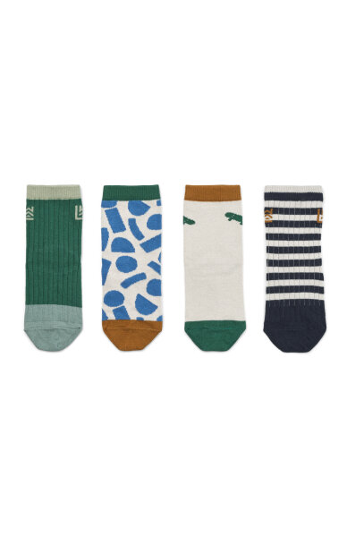 LIEWOOD Silas cotton socks 4-pack Paint stroke / Sandy 22/24