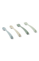LIEWOOD Shea childrens cutlery fork and spoon 4-pack Dusty mint multi mix ONE SIZE