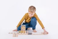 Just Blocks Houten Bouwstenen "City Mini" Natuurlijke Houten Blokken voor Open Spel