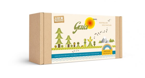 Just Blocks Holzbauklötze „GAIA Medium" Naturholzklötze für offenes Spiel