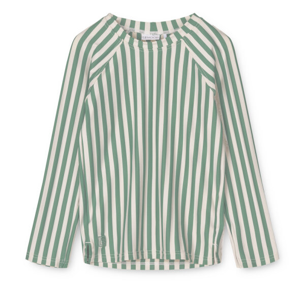 LIEWOOD Noah Langarm Bade und Schwimm T-Shirt Bedruckt Stripe Peppermint / Crisp white