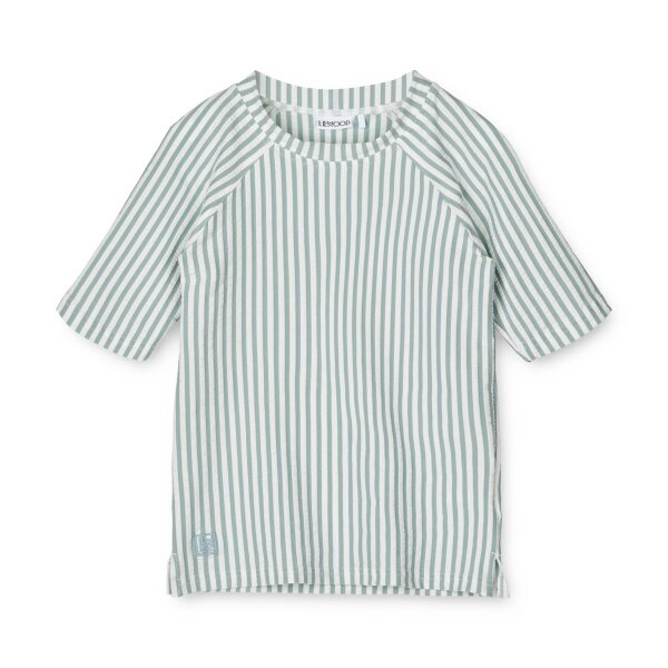 LIEWOOD Noah swim T-shirt seersucker Y-D stripe: Sea blue-white 80