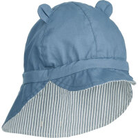 LIEWOOD Gorm Reversible Seersucker Y-D Stripe Sun Hat: Blue wave-cream de la creme