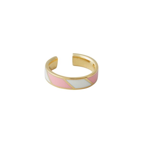 Design Letters Candy Series: Gestreepte Ring - 18K Verguld - PINK