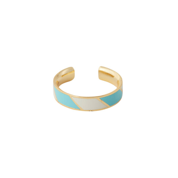 Design Letters Candy Series: Striped Ring - 18K Gold Plated - TURQUOISE