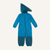 Finkid TURVA ICE winter overall with detachable hood and reflective animal print mosaic-deep teal