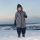 Finkid TURVA ICE winteroverall met afneembare capuchon en reflecterende dierenprint mozaïek-diep teal