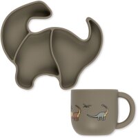 Konges Sløjd Dino Bowl And Mug Set Silicone STONE one size