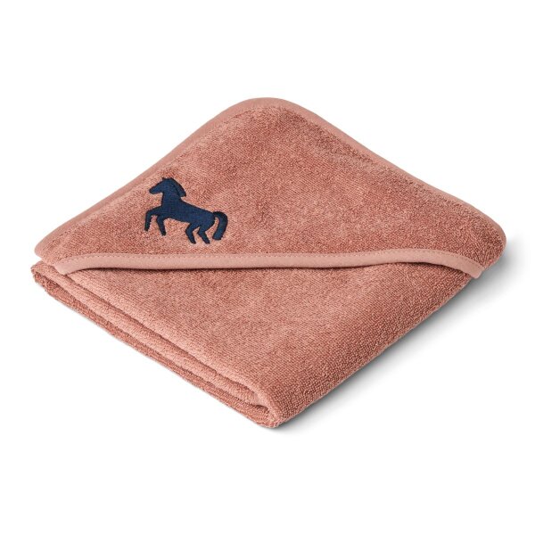 LIEWOOD Batu Baby Hooded Towel Horses / Dark rosetta ONE SIZE