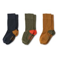 LIEWOOD Lorenzo socks 3-pack Army brown mix