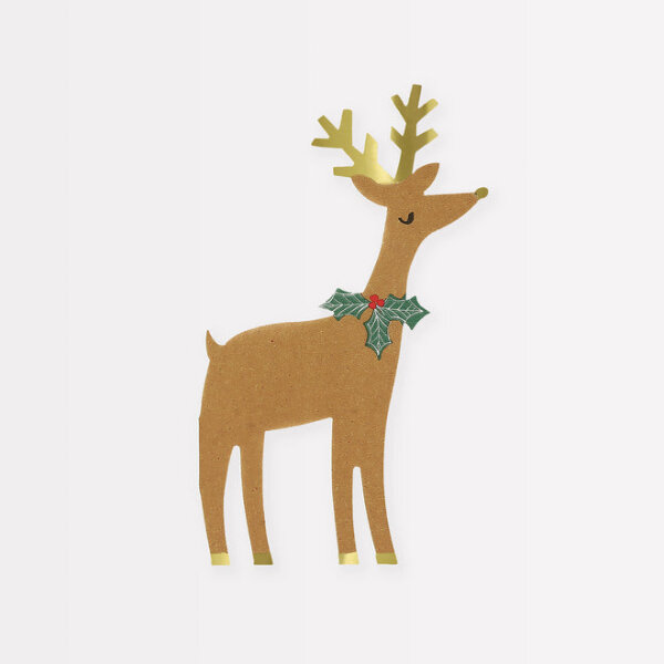 Meri Meri reindeer with holly napkins